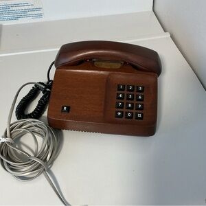 Vintage Brown Televerket Mahogny Wood Corded Home Phone